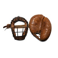 Early Leather Baseball Catcher's Set