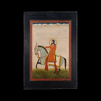 Miniature Gilt Painting of a Mughal Noble on Horseback