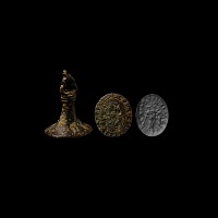 Medieval Bronze Seal Matrix with Standing Figures