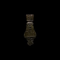 Large Medieval Bronze Strap End with St Christopher