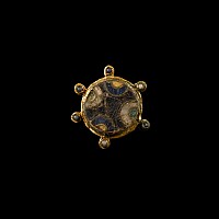 Late Anglo-Saxon Gilt Bronze Enamelled Brooch with Cross