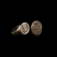 Post Medieval Bronze Signet Ring with Crowned Initials