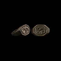 Post Medieval Bronze Signet Ring with Rearing Horse