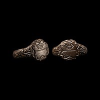 Post Medieval Inscribed Bronze Ring with Crown