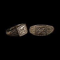 Tudor Period Bronze Armorial Signet Ring with Saltire Cross