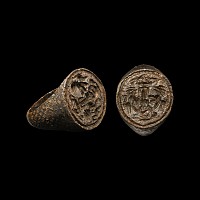 Tudor Period Bronze Armorial Signet Ring