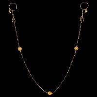 Byzantine Gold Hair Ornament with Earrings and Original Chain