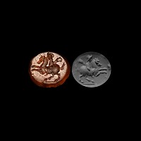 Roman Carnelian Gemstone with Horse and Cavalry Man
