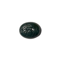 Roman Bifacial Green Jasper Gemstone with Saddled Male Donkey and EVM