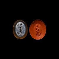 Roman Nicolo Gemstone with Theseus Holding Sword