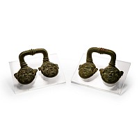 Etruscan Bronze Handle Pair with Heads of Medusa