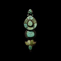 Tibetan Large Silver Brooch with Turquoise Inlays