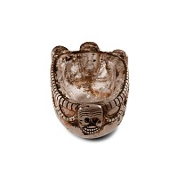 Large Tibetan Rock Crystal Kapala Vessel with Citipati Faces