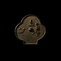 Chinese Bronze Figural Trefoil Mirror
