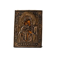 Greek Silver Repousse Theotokos Icon