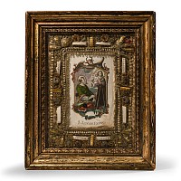 Western European Framed Devotional St Luke Icon and Reliquary