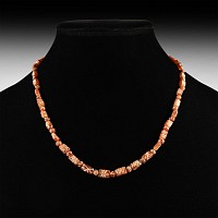 Indus Valley Etched Orange Carnelian Bead Necklace String