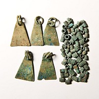 Viking Age Bronze Necklace Bead and Pendant Group