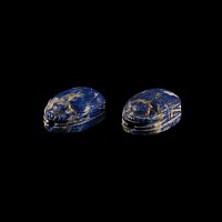 Egyptian Style Lapis Lazuli Scarab Bead Pair
