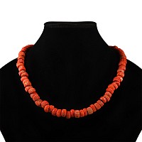 Post Medieval or Later Red Glass Bead Necklace String
