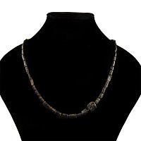 Decorated Black Glass Bead Necklace String
