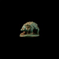 Egyptian Blue Faience Hedgehog Amulet with Hieroglyphs