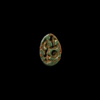 Egyptian Blue Faience Hedgehog Amulet with Hieroglyphs