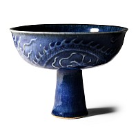 Chinese Blue Glazed Stem Cup