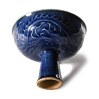 Chinese Blue Glazed Stem Cup