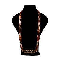 Tibetan Banded Agate Bead Necklace with Glass Eye Beads