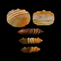 Western Asiatic Banded Yellow Agate Pendant Group