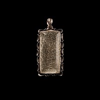 Calligraphic Rock Crystal Gem in Silver-Coloured Metal Pendant