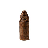 Chinese Columnar Stone Seal with Seated Figure