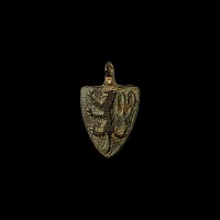 Medieval Knight's Gilt Bronze 'Havering Family' Heraldic Horse Harness Pendant
