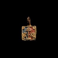 Medieval Knight's Gilt Bronze and Enamelled Horse Harness Pendant with Flowers