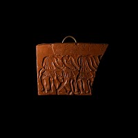 Roman Redware Sherd with Warriors from the Trojan Cycle