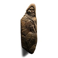 Medieval Stone Carving of Saint Francis with Bird