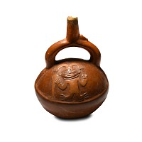 Pre-Columbian Inca Ceramic Stirrup Vessel with Figure