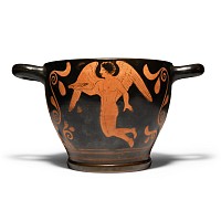 Greek Blackware Skyphos from the Choes Group Workshop of The Iliupersis Painter