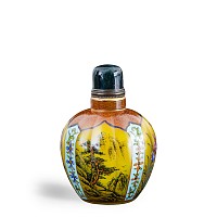 Chinese Glass Enamelled Four Scene Snuff Bottle