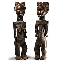 West African Carved Wooden Baule Figure Pair