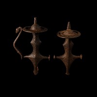 Indian Tulwar Iron Sword Hilt Pair