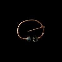 Viking Age Bronze Penannular Brooch with Cabochons