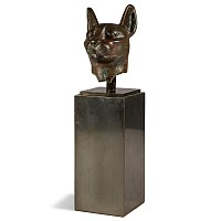 Large Egyptian Bronze Head of a Cat