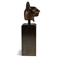 Large Egyptian Bronze Head of a Cat