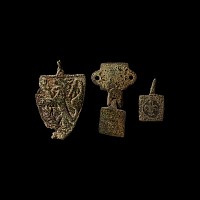 Medieval Bronze Knight's Heraldic Horse Harness Pendant Group