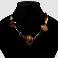 Tibetan Banded Agate Bead Necklace String