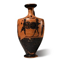 Greek Attic Black-Figure Lekythos with Fighting Hoplites