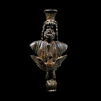 Large Roman Bronze Staff Finial with Bust of Serapis