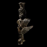 Large Roman Bronze Staff Finial with Bust of Serapis